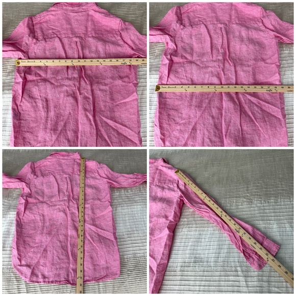 J MCLAUGHLIN BRITT 100% LINEN SHIRT BUTTON FRONT BREATHABLE PREPPY CASUAL PINK S - Picture 10 of 10